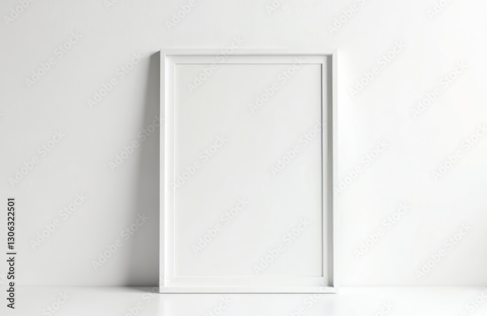 Poster blank vertical frame mockup on white minimalistic interior. artwork print or photo presentation temp