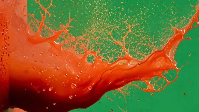 blod Splashing Against Surface in Slow Motion on Green Screen