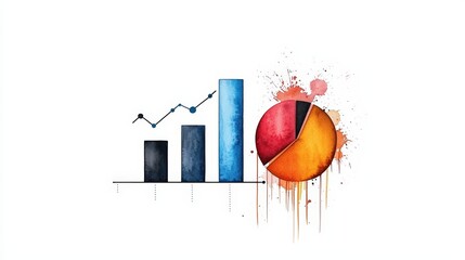 A vibrant illustration of financial growth with bar and pie charts, showcasing data visualization and analytics concepts.