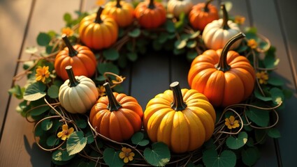 pumpkin-adorned wreath