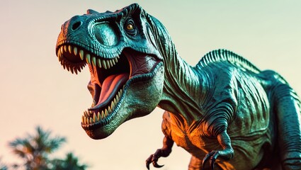 Fototapeta premium depiction of a roaring Tyrannosaurus Rex.