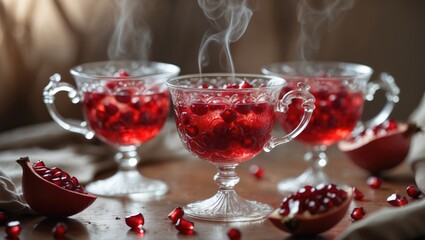 pomegranate tea served in ornate glass cups