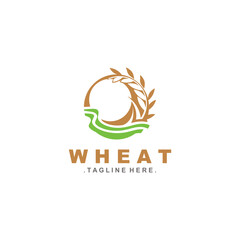 Wheat logo concept, agriculture nature wheat grain logo template
