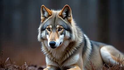 Fototapeta na wymiar Wolf in Gray Fur (Canis lupus)