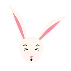 Cute Cartoon Rabbit Face Illustration