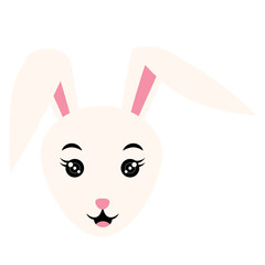 Cute Cartoon Rabbit Face Illustration