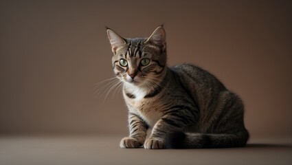 Obraz premium Striped feline with emerald eyes. the future kitty.