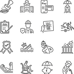 Collection of Insurance Claim Linear Icons 

