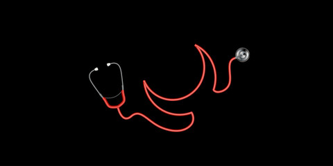 Medical team doctor nurse Eid Ramadan Eid ul adha design isolated with moon stethoscope vector illustration, Doctor Eid Design