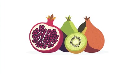 Colorful fruit slices, healthy food illustration, perfect for nutrition guides or healthy eating articles