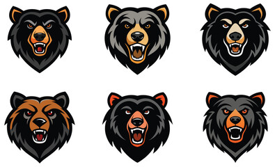 Fototapeta premium Black Bear head mascot logo design vector