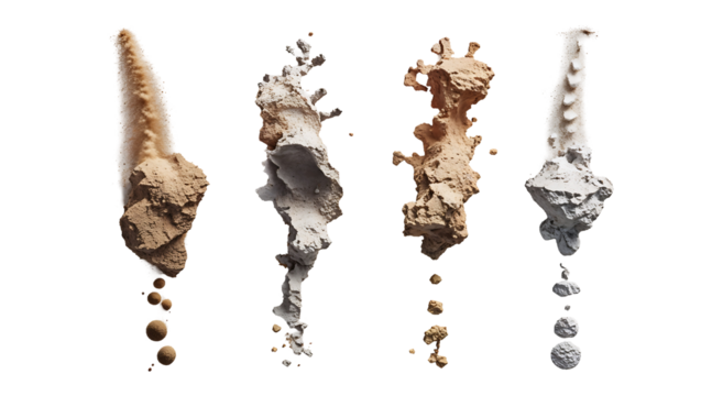 Dust and soil eruption sequence with dramatic explosion