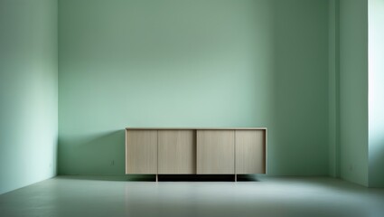 Contemporary mint living room featuring a cabinet in an empty space.