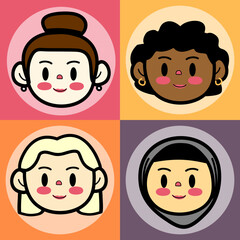 Illustration of Women As Diversity Cultures and Races In The World