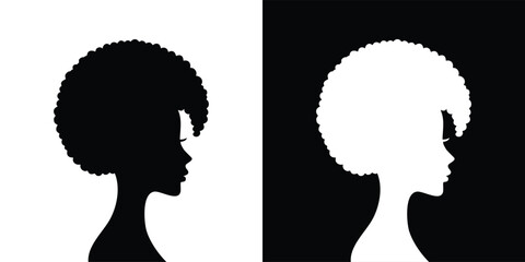 Silhouette of a woman's head with an afro hairstyle vector