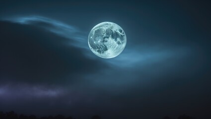 the bright moonlit sky at night