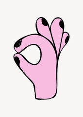 Ok hand sign, collage element vector