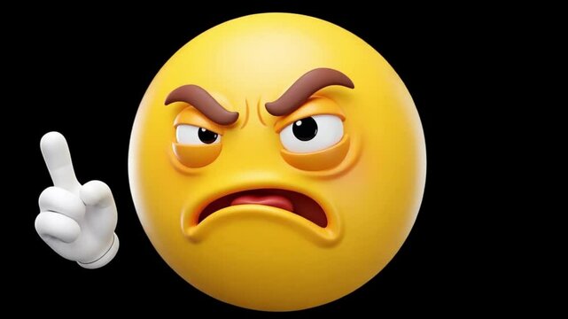 Angry Emoji Showing Middle Finger with Irritated Facial Expression