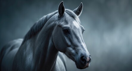 Fototapeta premium image of a gray horse's head