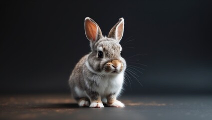 Obraz premium tiny rabbits set against a dark backdrop