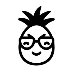 Obraz premium pineapple with glasses kawaii vector icon 