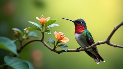 Fototapeta premium Colorful hummingbird resting on a branch