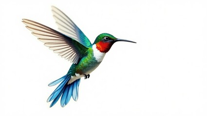 Fototapeta premium Painting of a hummingbird. Image set against a white backdrop.