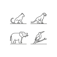 animal editable line icons