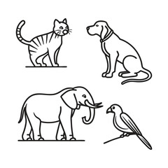 animal editable line icons
