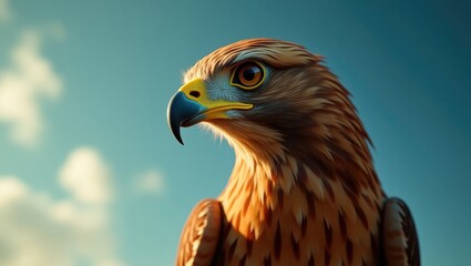 Naklejka premium Close-up side view of a Red-tailed Hawk in a horizontal format.