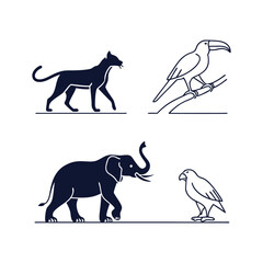 animal editable line icons