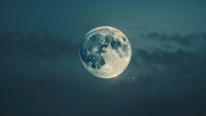 Fototapeta premium Partial Moon Scene The Moon is a celestial object that revolves around Earth, serving as its sole permanent natural satellite.