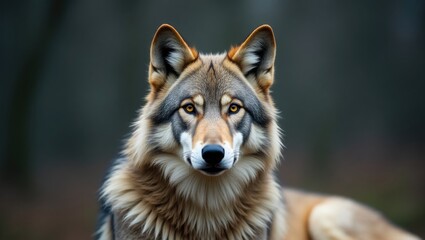 Fototapeta na wymiar Wolf in Gray Fur (Canis lupus)