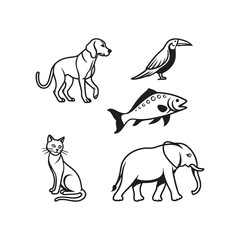 animal editable line icons
