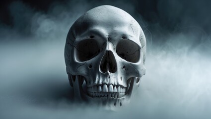 Fototapeta premium Skull set against a pale backdrop.