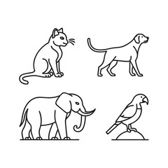 animal editable line icons