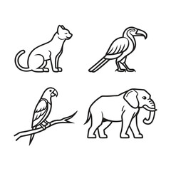 animal editable line icons