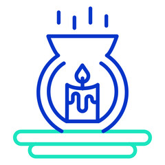 Candle lamp outline dual color icon