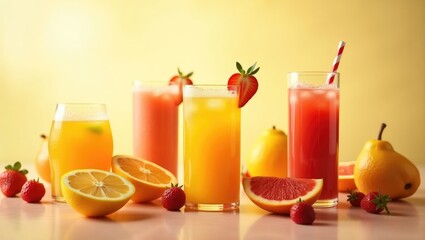 Vibrant fruit smoothies and juices - refreshing drinks crafted from organic fruits