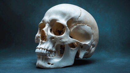 Naklejka premium Cranial bones and features of the skull displayed in various colors from a side perspective, highlighting individual names.