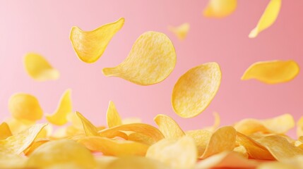 Naklejka premium Potato chips in snack bag or bowl isolated on white background,snack bag ready to eat and fat food or junk food,Tasty potato chips,potato chips with salt,Advertising concept.
