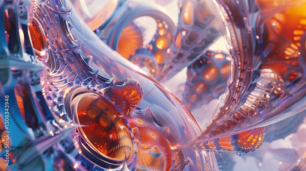 Fototapete abstract 3d rendering of colorful organic structures with intricate details and soft lighting