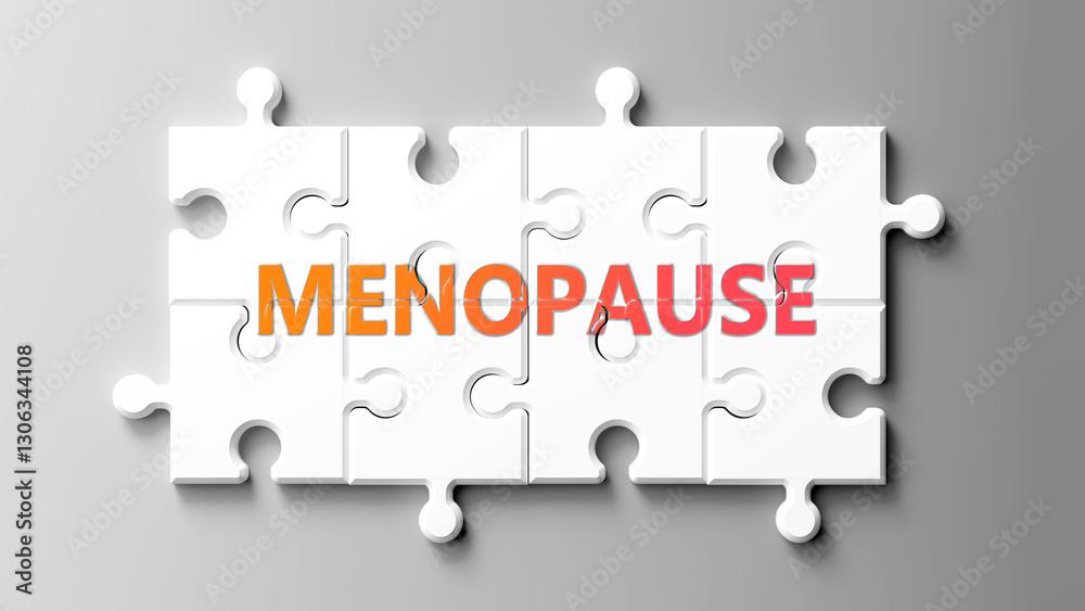 Aufkleber menopause complex like a puzzle - pictured as word menopause on a puzzle pieces to show that menopau