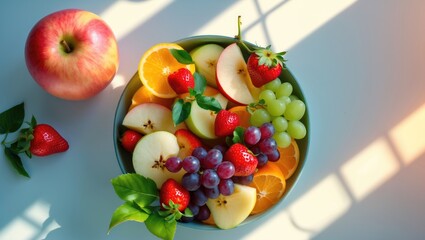 Bird's eye view of a colorful fruit salad. Nutritious option for everyone.