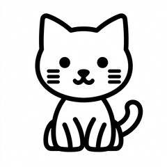 Obraz premium Cute black and white cat icon in a simple, cartoon style. Great for pet, animal, and veterinary designs.
