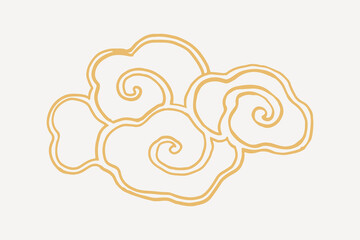 Gold Chinese cloud collage element vector