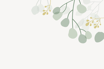 Beige botanical background, leaf border vector