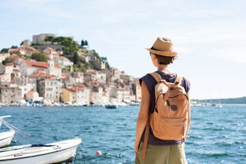 Woman enjoying vacations in Croatia. Summer holidays, vacations, travel, tourism concept.