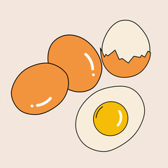 Collection of delicate and stylish eggs drawing illustrations in different forms.