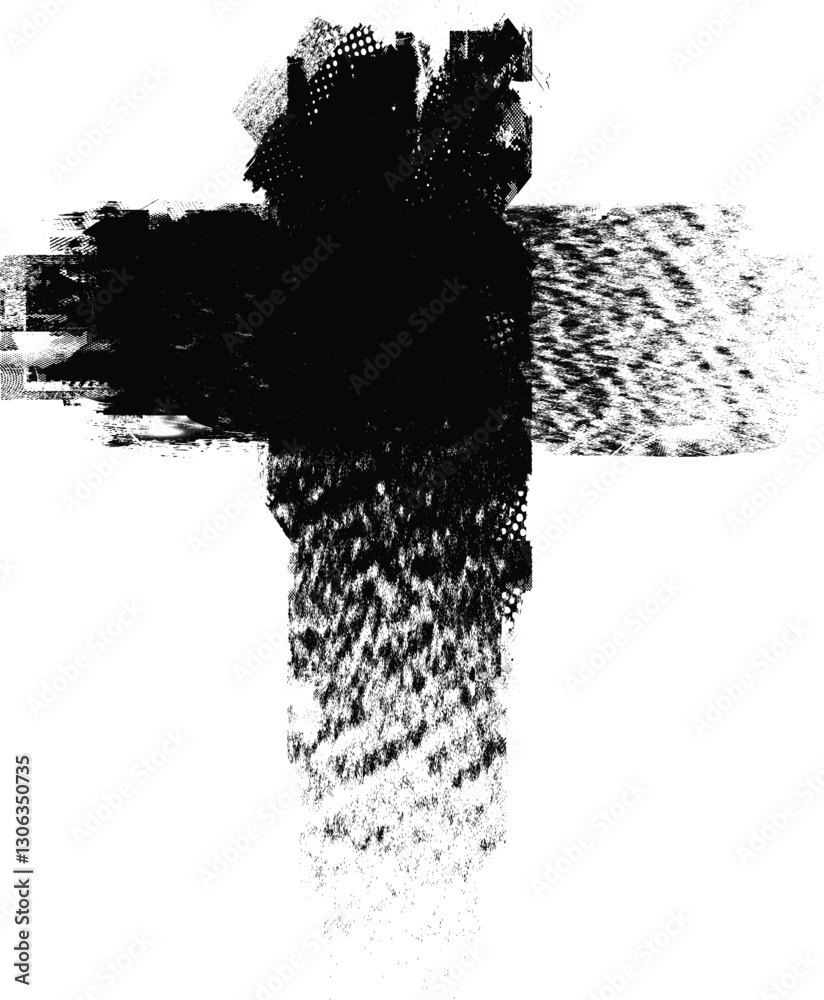 Aufkleber textured religion cross . christian cross . vector cross with rough edges